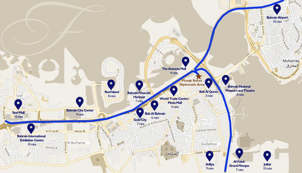 Fraser Suites Diplomatic Area Bahrain Manama Exterior photo Route map